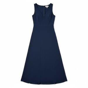 After Six New Women 1549 Deep V Neck Chiffon Maxi Dress Midnight Navy 10R Formal
